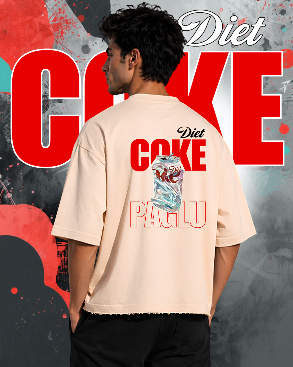 Diet Coke Cropped Boxy Fit Oversized Tee