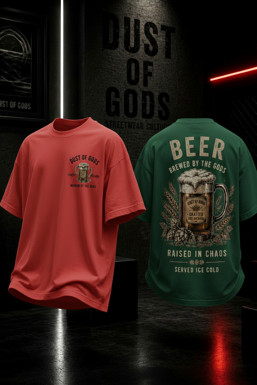 Beer – Brewed By The Gods - Heavyweight Oversized Tee