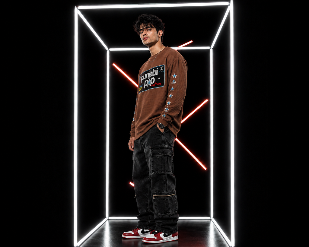 Karan Aujla Latent Inspired  Waffle Knit Full Sleeve Unisex Tee