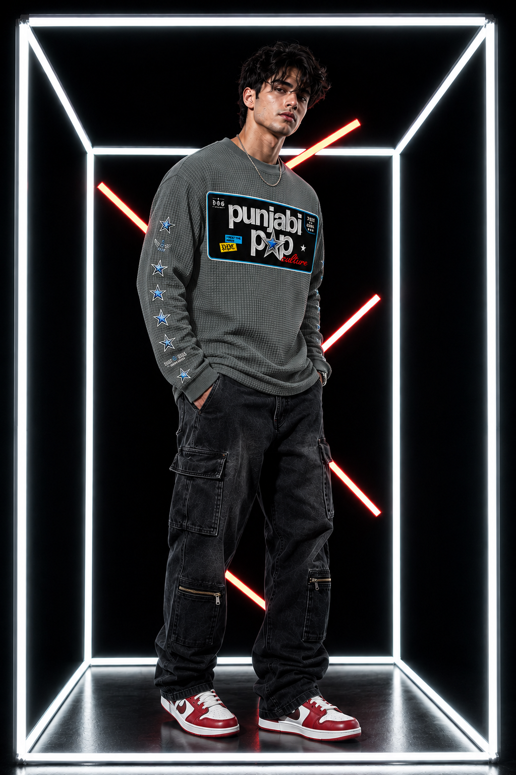 Karan Aujla Latent Inspired  Waffle Knit Full Sleeve Unisex Tee