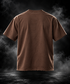 Celestial boxy fit unisex brown T-shirt back view showing tonal textured fabric