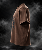 Celestial boxy fit unisex brown T-shirt reverse side view with tonal all-over texture