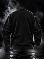 DUST OF GODS Originals Black Henley Waffle Knit Tshirt back view