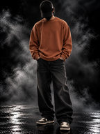 Dust of Gods Originals brown waffle knit oversized unisex full sleeve tshirt styled on model