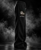 DUSTOFGODS black sweatpants side view with money pocket graphic