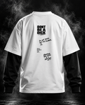 DUST OF GODS Don't Be A D#ck white and black oversized doctor sleeve unisex T-shirt front with winged emblem