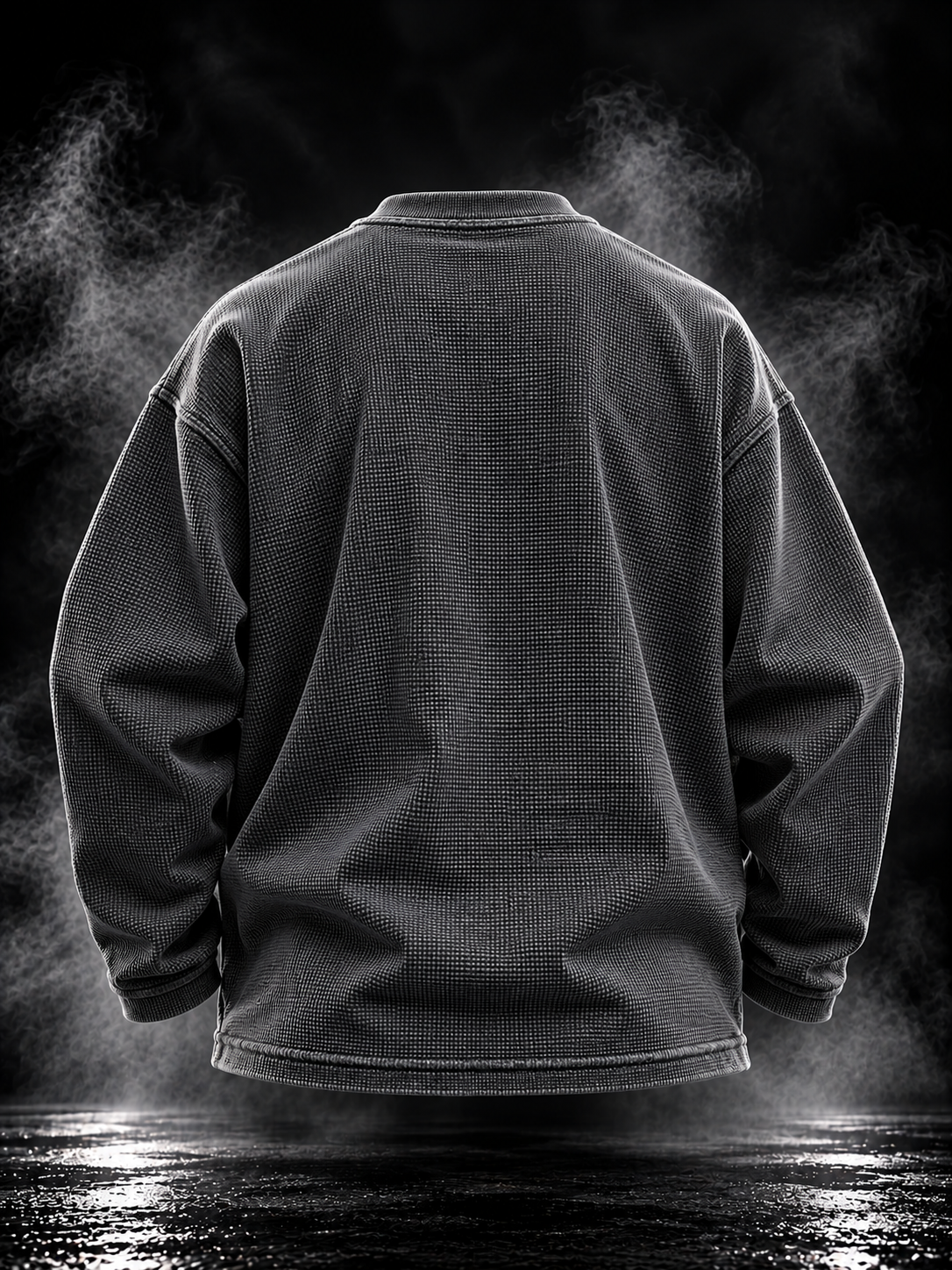 DUST OF GODS Originals acidwash waffle knit oversized unisex full-sleeve t-shirt back