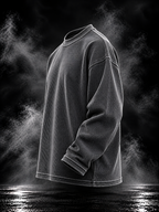 DUST OF GODS Originals acidwash waffle knit oversized unisex full-sleeve t-shirt side view