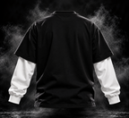 DUST OF GODS Originals black layered sleeve oversized unisex T-shirt back