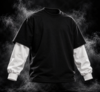 DUST OF GODS Originals black layered sleeve oversized unisex T-shirt front