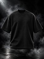 DUST OF GODS Originals black waffle boxy unisex T-shirt front view