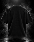 DUST OF GODS Originals waffle boxy cropped fit black unisex T-shirt back