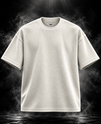 DUST OF GODS Originals waffle boxy cropped fit off-white unisex T-shirt front