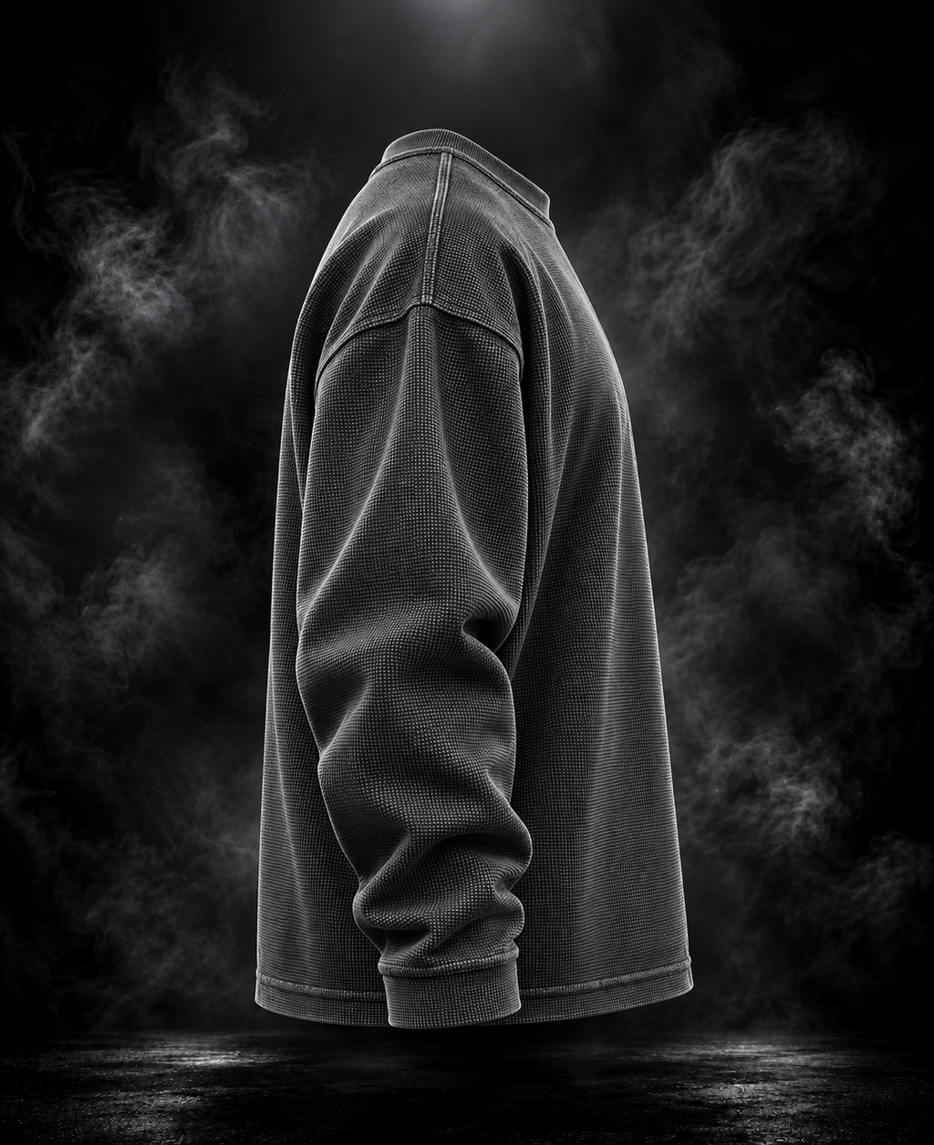 DUSTOFGODS Originals washed charcoal textured full-sleeve crewneck side profile