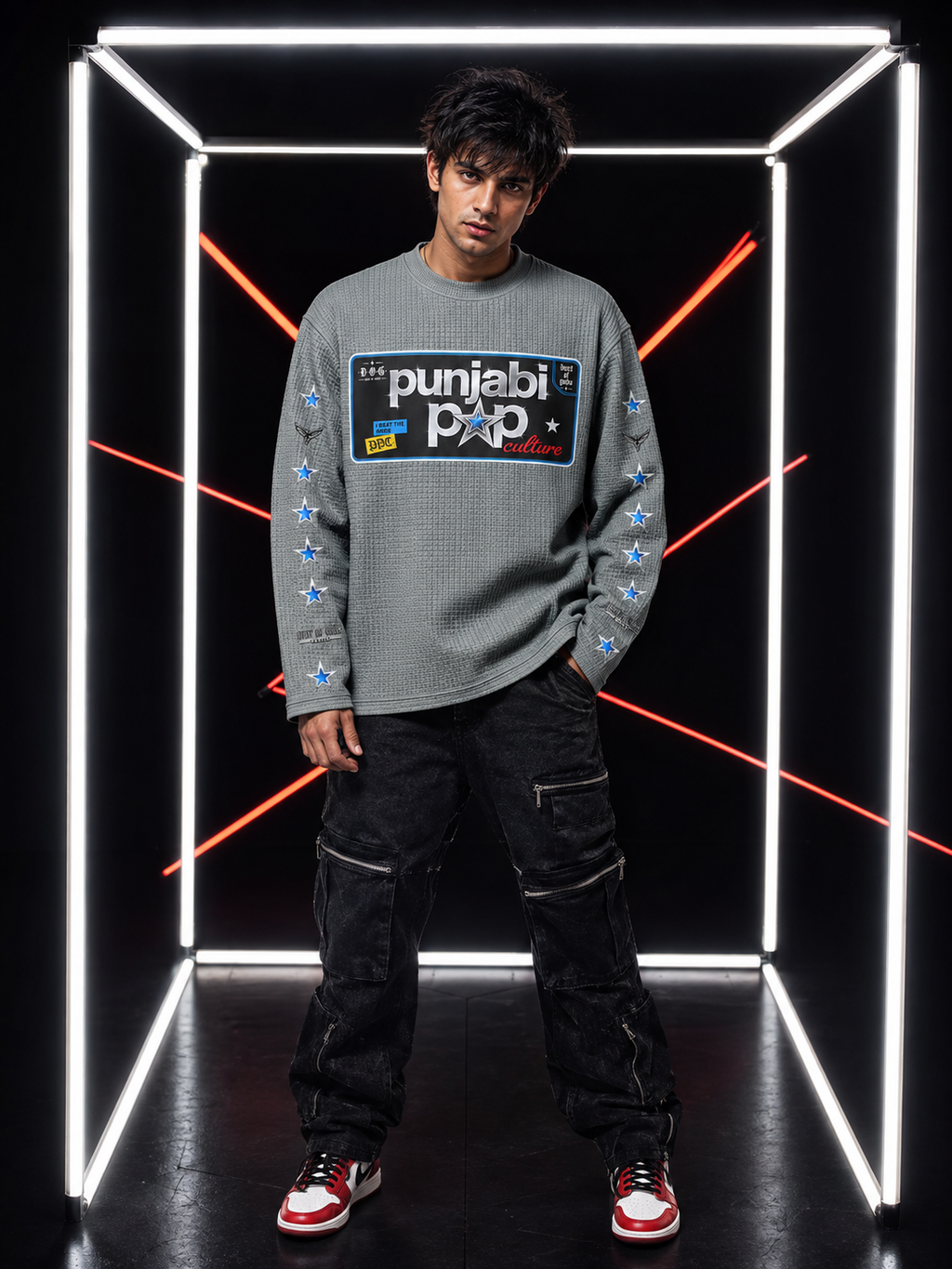 Karan Aujla Latent Inspired  Waffle Knit Full Sleeve Unisex Tee