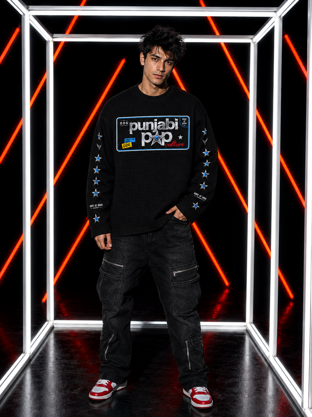 Karan Aujla Latent Inspired  Waffle Knit Full Sleeve Unisex Tee