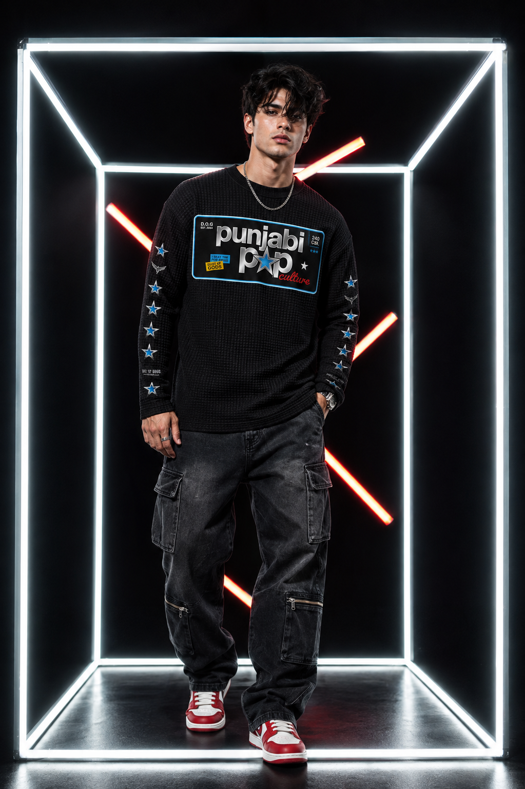 Karan Aujla Latent Inspired  Waffle Knit Full Sleeve Unisex Tee
