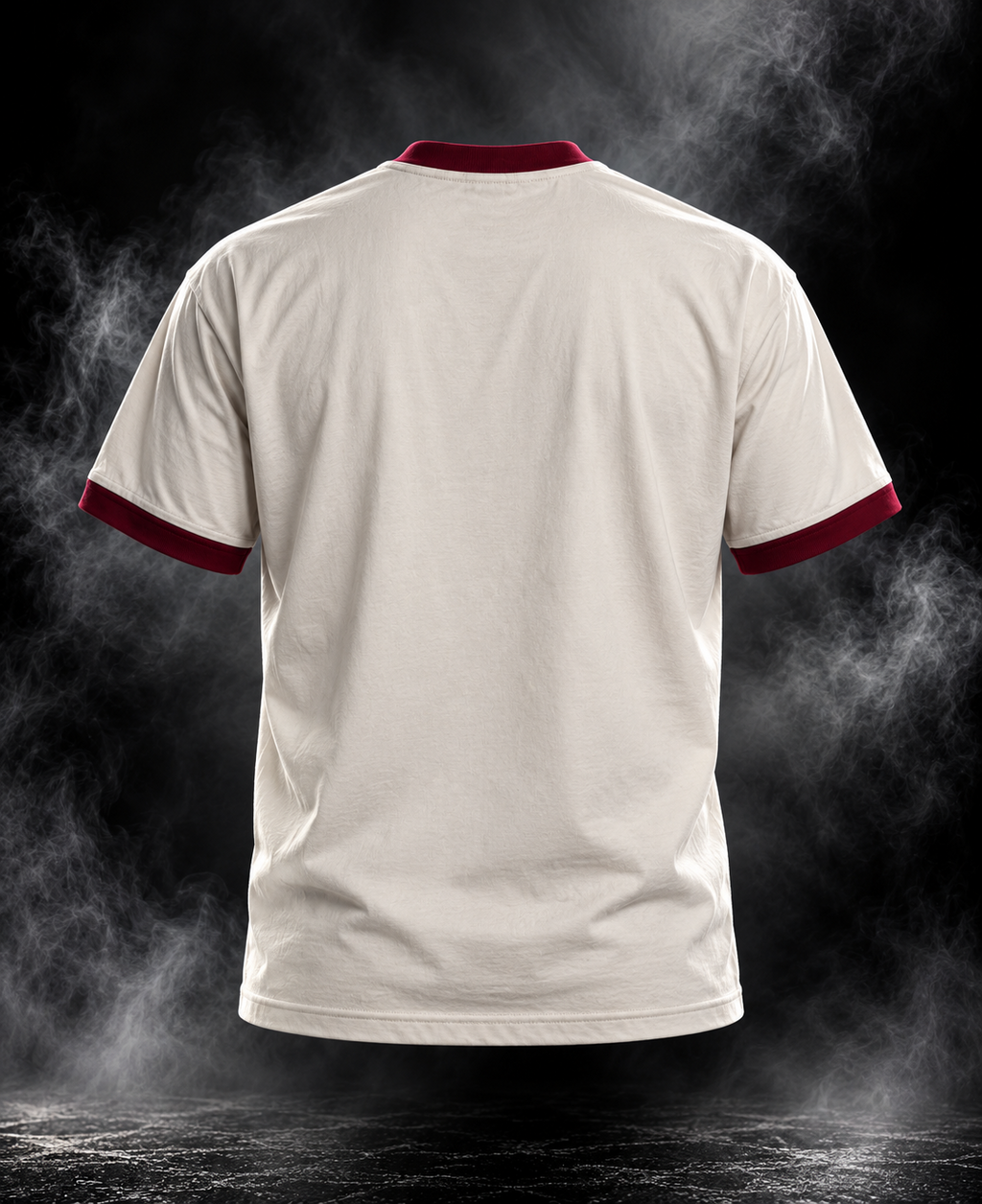 Kindness off-white maroon contrast rib unisex T-shirt back view