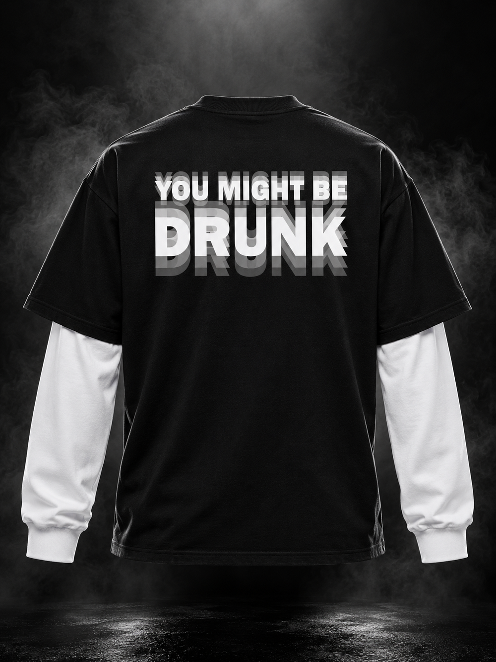 Might Be Drunk black oversized doctor sleeve unisex T-shirt back with You Might Be Drunk typography
