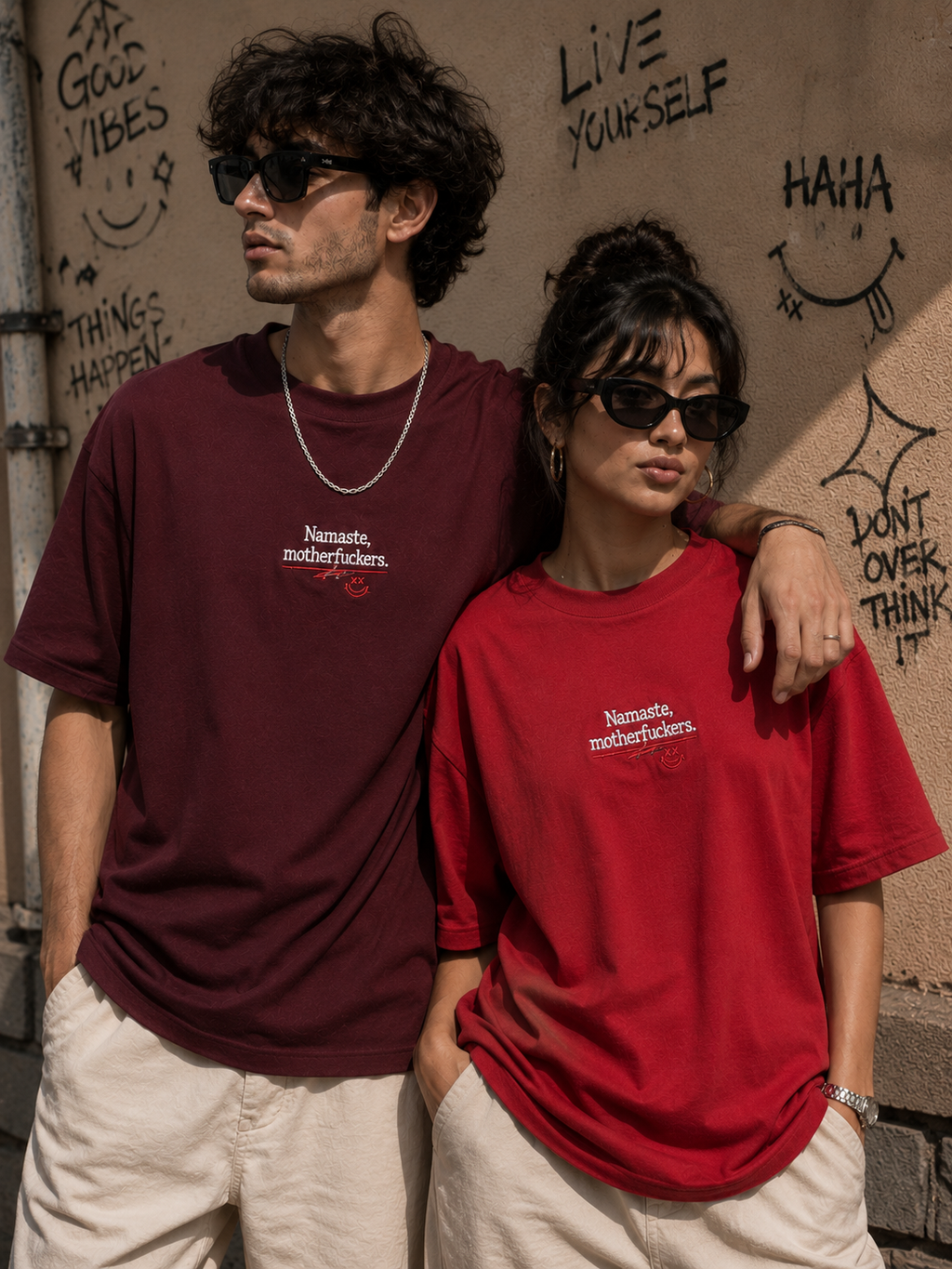 Namaste, Motherf*ckers | Embroidered Statement Oversized Heavyweight Tee