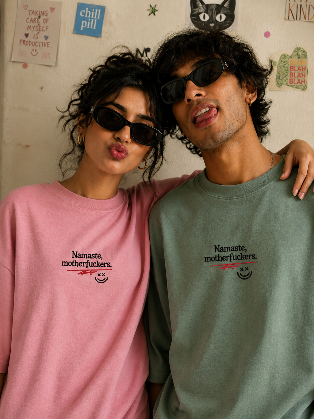 Namaste, Motherf*ckers | Embroidered Statement Oversized Heavyweight Tee
