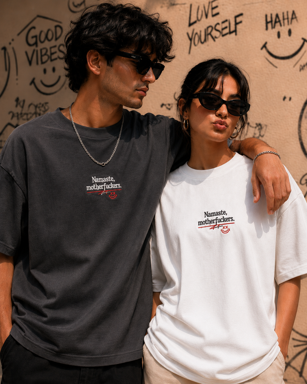 Namaste, Motherf*ckers | Embroidered Statement Oversized Heavyweight Tee