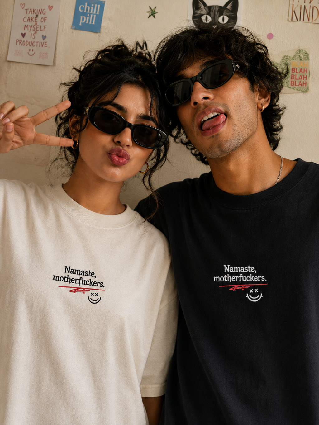 Namaste, Motherf*ckers | Embroidered Statement Oversized Heavyweight Tee