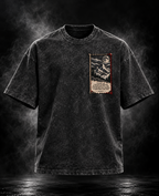 Originals acid wash black oversized unisex T-shirt with mountain moon artwork