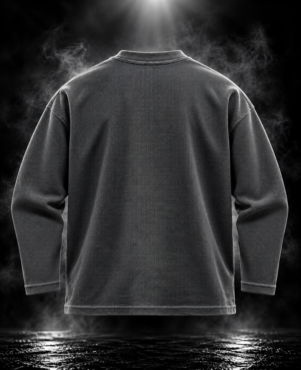 Originals acid wash charcoal oversized waffle unisex long sleeve T-shirt back