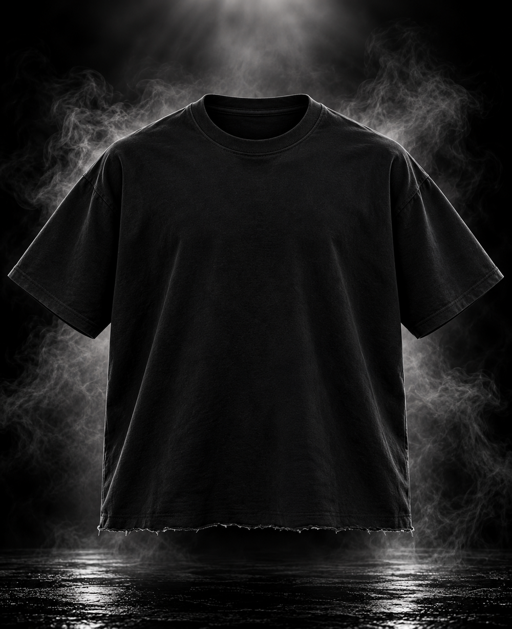DUST OF GODS Originals black boxy fit unisex T-shirt front view