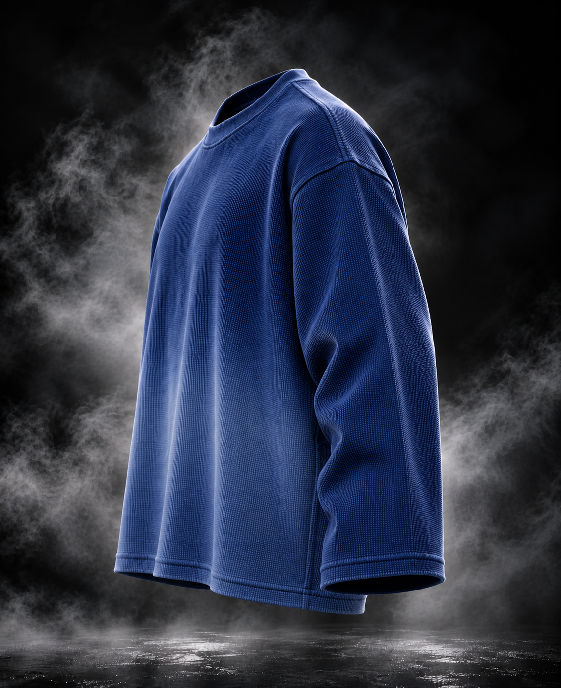 DUST OF GODS Originals blue waffle knit oversized T-shirt back view
