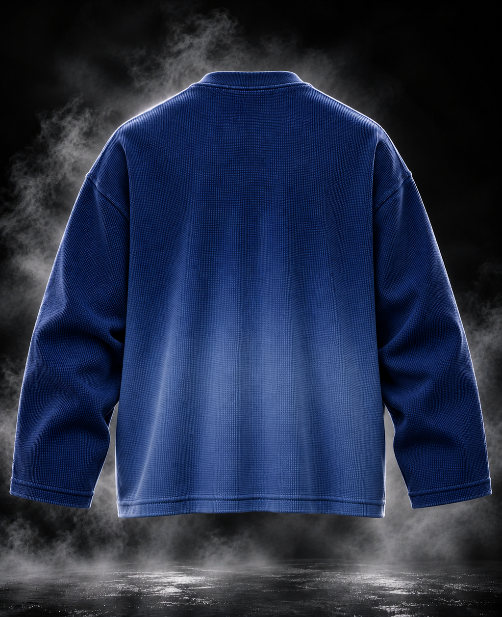 DUST OF GODS Originals blue waffle knit oversized T-shirt front detail