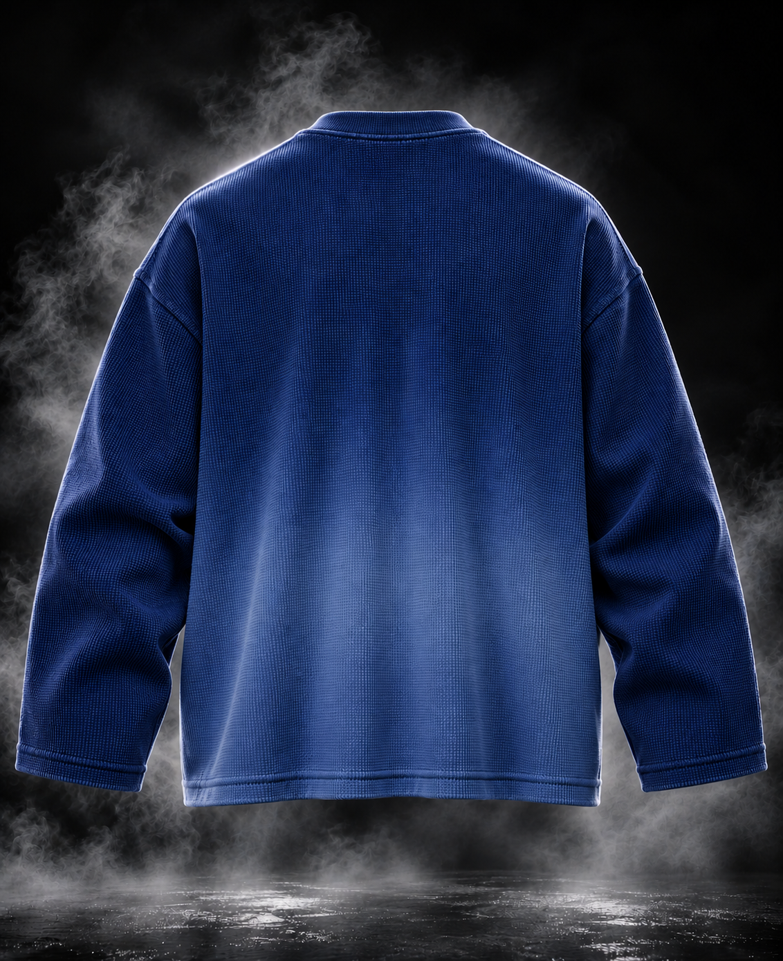 DUST OF GODS Originals blue waffle knit oversized T-shirt front detail