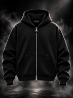Originals boxy fit unisex black hoodie front product view