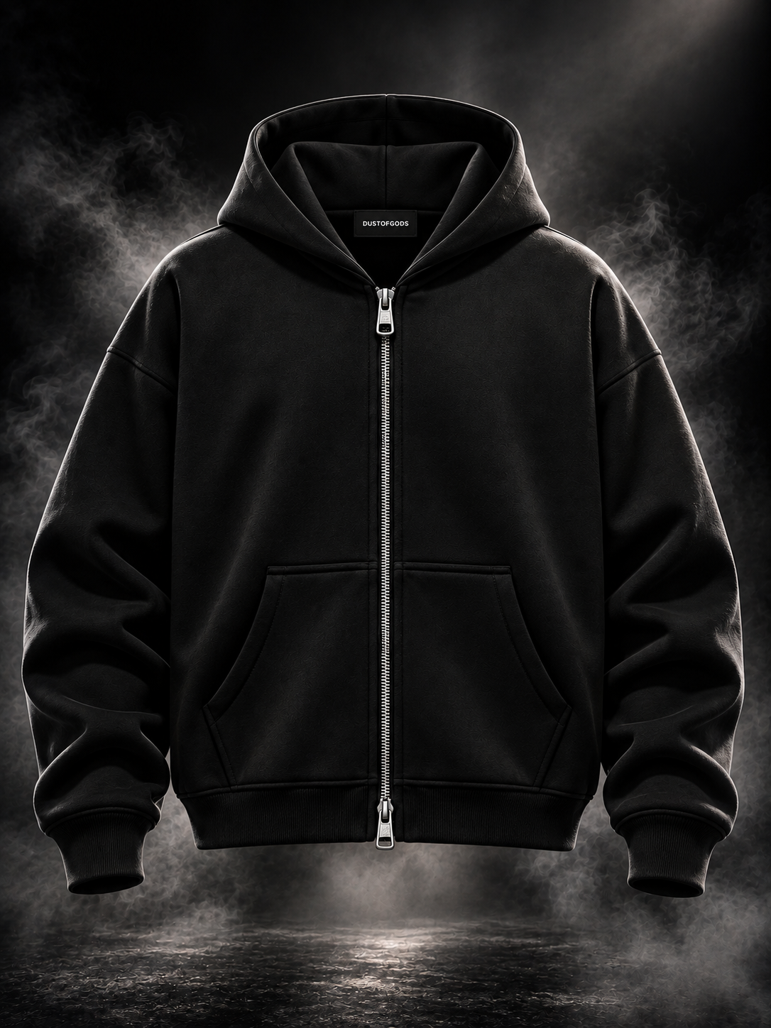 Originals boxy fit unisex black hoodie front product view