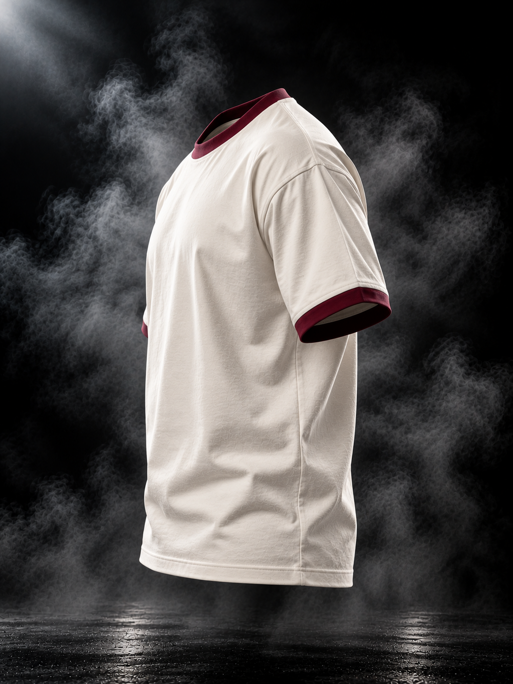 Originals Contrast Rib Off White and Maroon Ringer T-shirt side profile