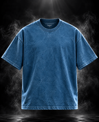 DUST OF GODS Originals Denim blue boxy fit unisex T-shirt back view