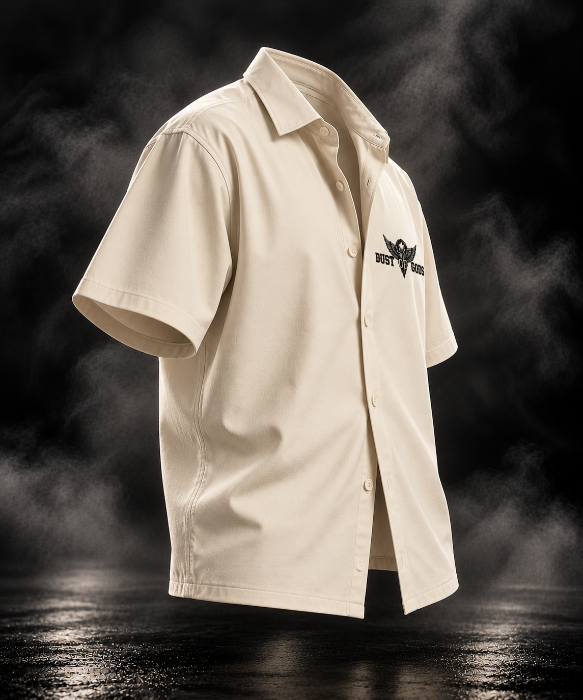 DUST OF GODS Originals heavyweight boxy shirt in off white shown from the back