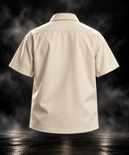 DUST OF GODS Originals heavyweight boxy shirt in off white with embroidered winged logo on chest