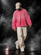 Originals Ombre Cupid Pink waffle knit oversized unisex full-sleeve T-shirt styled on a man