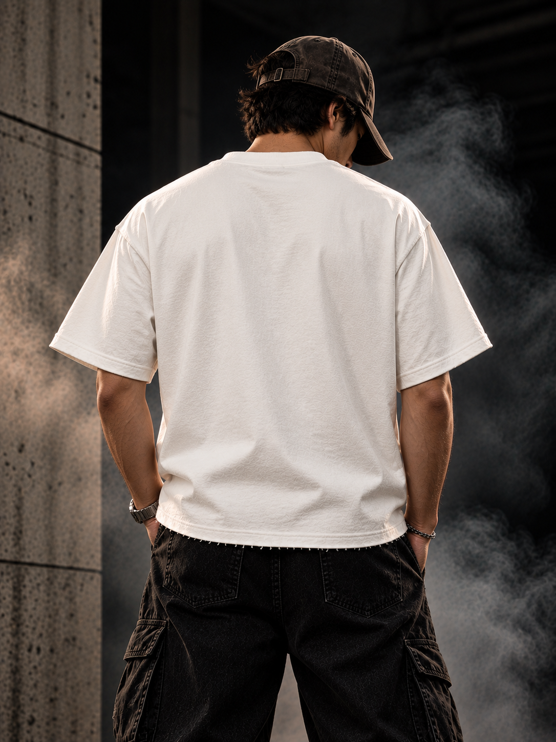 DUST OF GODS Originals white boxy fit unisex T-shirt back view