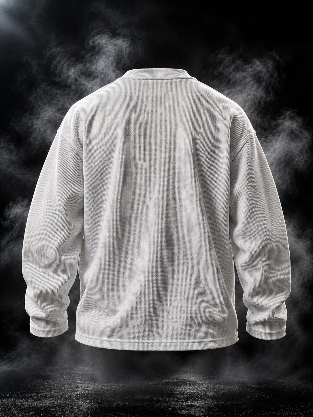 Originals white waffle knit henley long sleeve back
