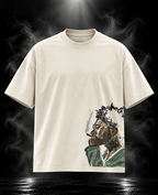 Thoughts off-white boxy fit unisex T-shirt with hand-drawn bear artwork on lower front